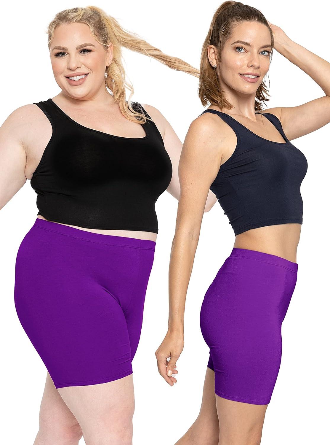 imageStretch is Comfort Womens Pack of 2 DTY Plus Size Bike Shorts Purple 2X