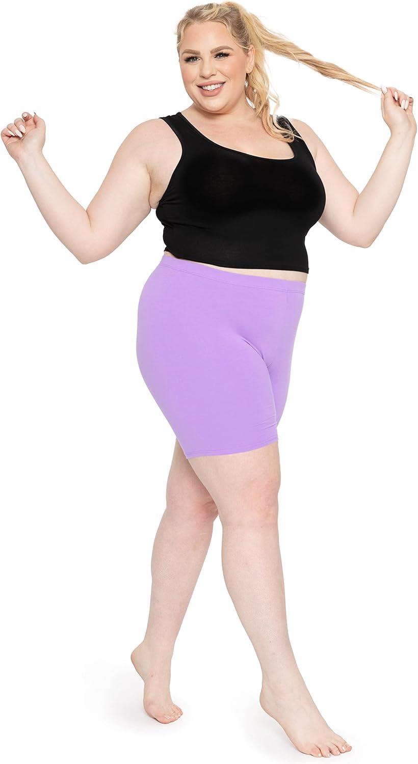 imageWomens Plus Size Cotton Biker Shorts Lavender 3X
