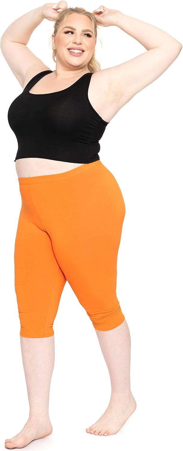 imageWomens Polyester Plus Size Knee Length Leggings Orange 2X