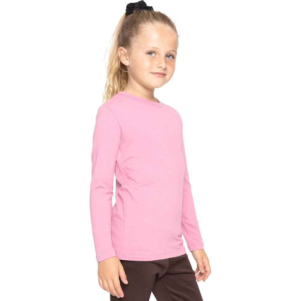 imageSTRETCH IS COMFORT Girls Womens and Plus Oh So Soft Long Sleeve Crew Neck TopLight Pink