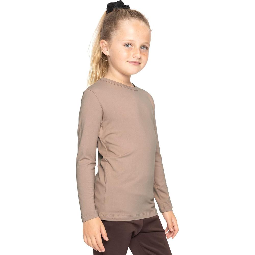 imageSTRETCH IS COMFORT Girls Womens and Plus Oh So Soft Long Sleeve Crew Neck TopMocha
