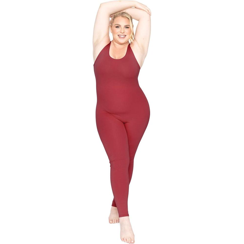 imageSTRETCH IS COMFORT Womens Plus Size Cotton Tank Unitard Red 2X