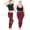 imageSTRETCH IS COMFORT Womens Cotton Foldover Full Length Leggings Burgundy Medium