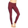imageSTRETCH IS COMFORT Womens Cotton Foldover Full Length Leggings Burgundy Medium