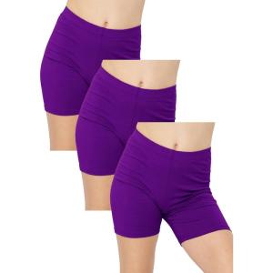 imageGirls Cotton Biker Shorts 3 Pack Purple Medium