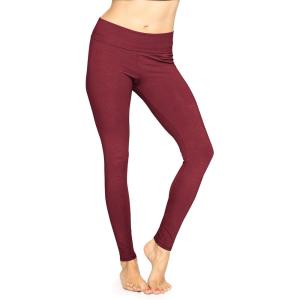 imageSTRETCH IS COMFORT Womens Cotton Foldover Full Length Leggings Burgundy Medium