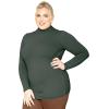 imageSTRETCH IS COMFORT Womens Oh So Soft Classic Fit Long Sleeve Mock Neck Top Charcoal Gray 2X