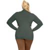 imageSTRETCH IS COMFORT Womens Oh So Soft Classic Fit Long Sleeve Mock Neck Top Charcoal Gray 2X