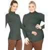 imageSTRETCH IS COMFORT Womens Oh So Soft Classic Fit Long Sleeve Mock Neck Top Charcoal Gray Medium