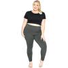 imageWomens DTY High Waist Ruched Ankle Leggings Charcoal Gray 3X