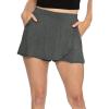 imageSTRETCH IS COMFORT Womens Wrap Tennis Skort with Pockets Charcoal Gray Small