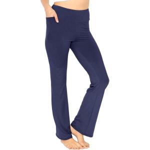 imageSTRETCH IS COMFORT Womens Oh So Soft High Waist Bootcut Yoga Pants with PocketNavy Blue