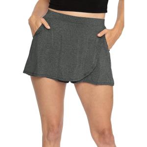 imageSTRETCH IS COMFORT Womens Wrap Tennis Skort with Pockets Charcoal Gray Small