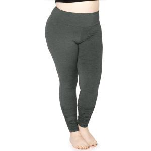 imageWomens DTY High Waist Ruched Ankle Leggings Charcoal Gray 3X