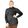 imageSTRETCH IS COMFORT Womens Oh So Soft Classic Fit Long Sleeve Mock Neck Top Black 3X