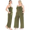 imageSTRETCH IS COMFORT Womens Oh So Soft Wide Leg Camisole Elastic Waist Jumpsuit with Pockets
