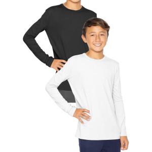 imageBoys Oh So Soft Long Sleeve Top  2 Pack  Ultra Soft  Youth Size 4 to 14Black  White