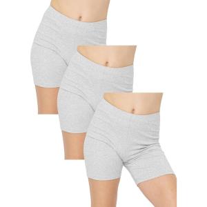 imageSTRETCH IS COMFORT Girls Cotton Biker Shorts 3 Pack Heather Gray Large
