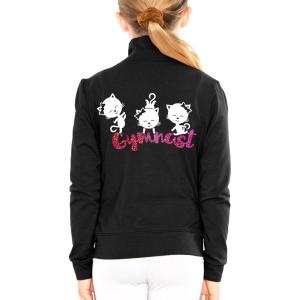 imageSTRETCH IS COMFORT Girls Glitter  Gymnastics Cats Jacket Mock Neck  Youth Size 412White Cats