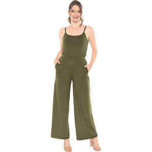imageSTRETCH IS COMFORT Womens Oh So Soft Wide Leg Camisole Elastic Waist Jumpsuit with Pockets