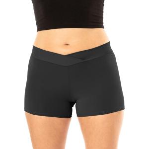 imageSTRETCH IS COMFORT Womens VWaist Performance Polyester Stretch Booty Shorts Black XSmall