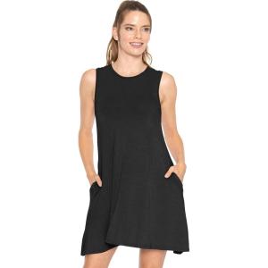 imageWomens Flowy Tank Dress with Pockets Black 2X