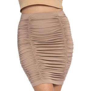imageSTRETCH IS COMFORT Womens Ruched Pencil Knee Length Skirt Beige Large