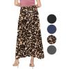 imageSTRETCH IS COMFORT Womens ampamp Plus Size Knee and Ankle Length Ruched Waist Flowy Skirt  Soft ampamp Lightweight  Sizes S  5XBrown Leopard