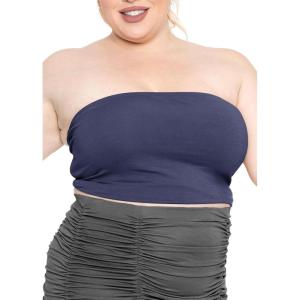 imageSTRETCH IS COMFORT Womens Regular and Plus Size Crop Tube Top  Sizes Small  5XNavy Blue