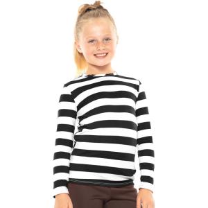 imageSTRETCH IS COMFORT Youth Girls Oh So Soft Long Sleeve Crew Neck Top  Sizes 216  Essential BasicsBlack White Stripes