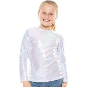 imageSTRETCH IS COMFORT Youth Girls Oh So Soft Long Sleeve Crew Neck Top  Sizes 216  Essential BasicsHolographic Silver