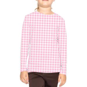 imageSTRETCH IS COMFORT Youth Girls Oh So Soft Long Sleeve Crew Neck Top  Sizes 216  Essential BasicsPink Gingham