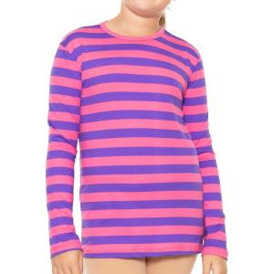 imageSTRETCH IS COMFORT Youth Girls Oh So Soft Long Sleeve Crew Neck Top  Sizes 216  Essential BasicsPink Purple Stripes