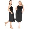 imageSTRETCH IS COMFORT Womens and Plus Size Casual Ruched Below Knee Length Midi Skirt with PocketsBlack