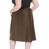 imageSTRETCH IS COMFORT Womens and Plus Size Casual Ruched Below Knee Length Midi Skirt with PocketsBrown