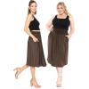 imageSTRETCH IS COMFORT Womens and Plus Size Casual Ruched Below Knee Length Midi Skirt with PocketsBrown