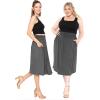 imageSTRETCH IS COMFORT Womens and Plus Size Casual Ruched Below Knee Length Midi Skirt with PocketsCharcoal Gray