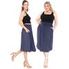 imageSTRETCH IS COMFORT Womens and Plus Size Casual Ruched Below Knee Length Midi Skirt with PocketsNavy Blue