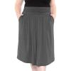 imageSTRETCH IS COMFORT Womens and Plus Size Casual Ruched Below Knee Length Midi Skirt with PocketsCharcoal Gray