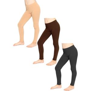 imageGirls Pack of 3 Oh So Soft Footless Leggings  Size 214Beige  Brown  Black