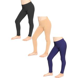 imageGirls Pack of 3 Oh So Soft Footless Leggings  Size 214Black  Beige  Navy Blue