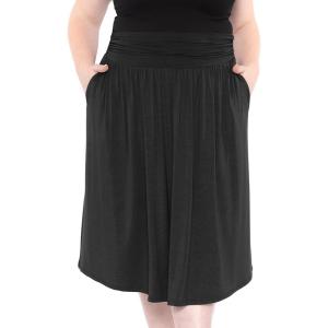 imageSTRETCH IS COMFORT Womens and Plus Size Casual Ruched Below Knee Length Midi Skirt with PocketsBlack