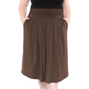 imageSTRETCH IS COMFORT Womens and Plus Size Casual Ruched Below Knee Length Midi Skirt with PocketsBrown