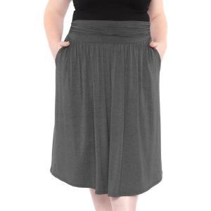 imageSTRETCH IS COMFORT Womens and Plus Size Casual Ruched Below Knee Length Midi Skirt with PocketsCharcoal Gray