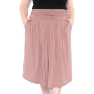 imageSTRETCH IS COMFORT Womens and Plus Size Casual Ruched Below Knee Length Midi Skirt with PocketsMauve