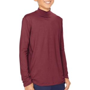 imageSTRETCH IS COMFORT Youth Boys Oh So Soft Long Sleeve Mock Neck Top  416Burgundy