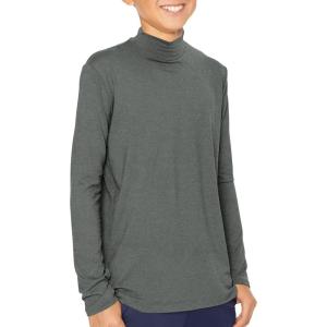 imageSTRETCH IS COMFORT Youth Boys Oh So Soft Long Sleeve Mock Neck Top  416Charcoal Gray