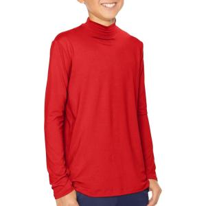 imageSTRETCH IS COMFORT Youth Boys Oh So Soft Long Sleeve Mock Neck Top  416Red