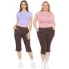 imageSTRETCH IS COMFORT Womens and Plus Size Cotton Straight Leg Cropped Pants with Pockets  Soft and Casual  S5XLBrown