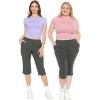 imageSTRETCH IS COMFORT Womens and Plus Size Cotton Straight Leg Cropped Pants with Pockets  Soft and Casual  S5XLCharcoal Gray